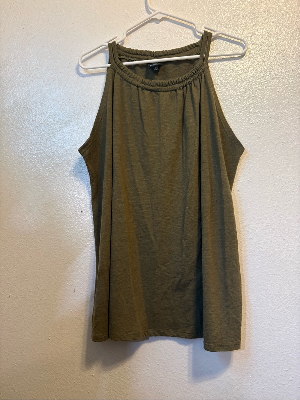 bobeau Olive Halter Tank with Gathered Neckline - Picture 3 of 4